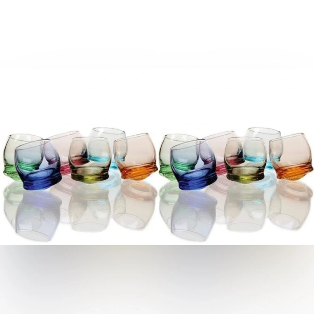 Colored glass moon dance shot glasses
